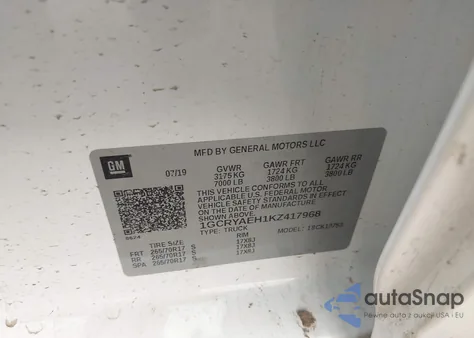 2019 Chevrolet Silverado 1500 Work Truck z USA, uszkodzony, nr VIN 1GCRYAEH1KZ417968